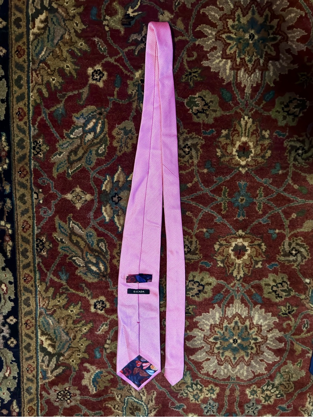 Escada Pink Solid Silk Necktie